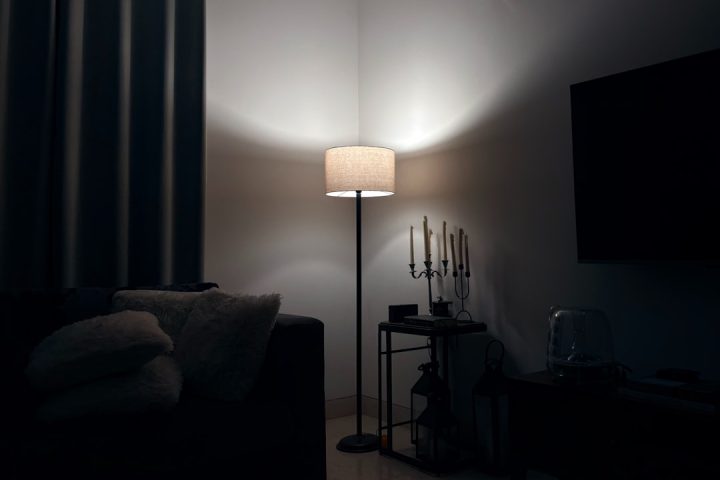 Photo Scandinavian minimal steel lamp