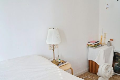 Photo candle style nightstand lamp cozy bedroom